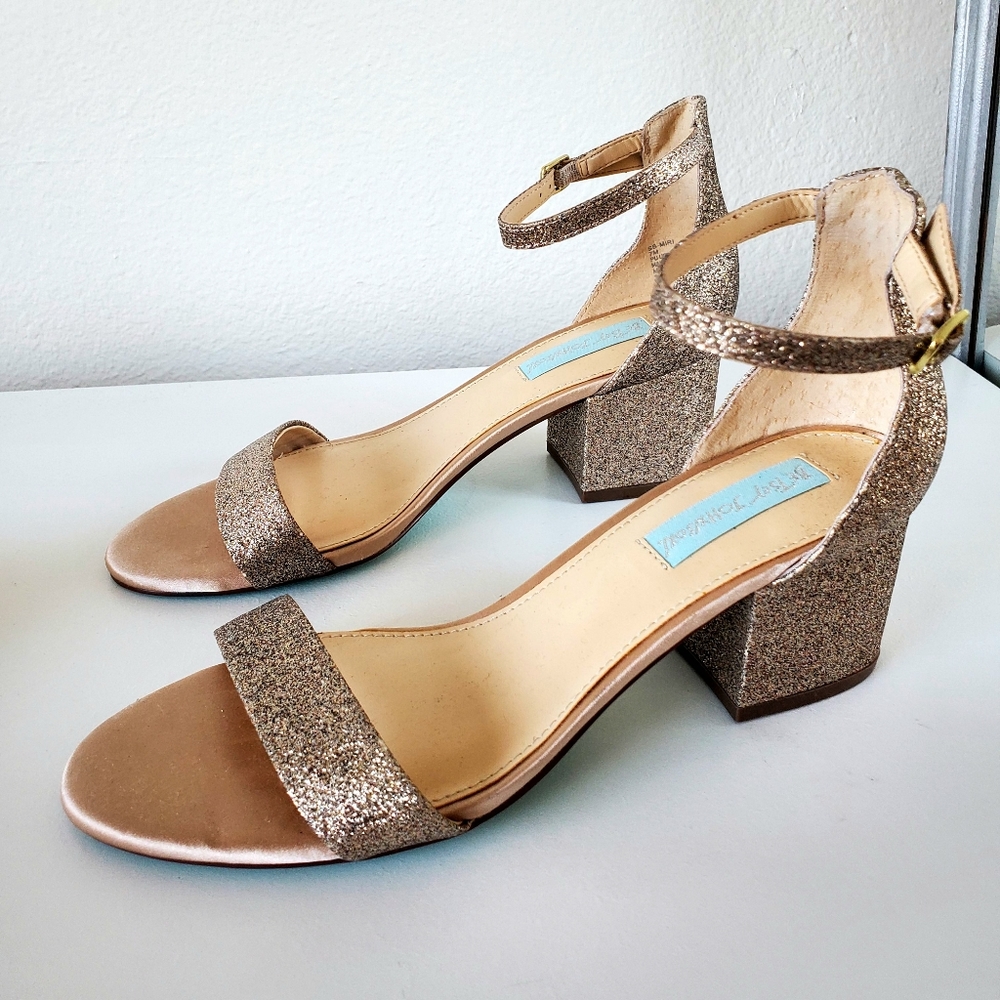 Betsy Johnson Silver Gold Glitter High Heel Sandals